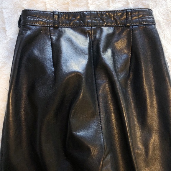Classic black leather straight leg pants - Picture 3 of 7